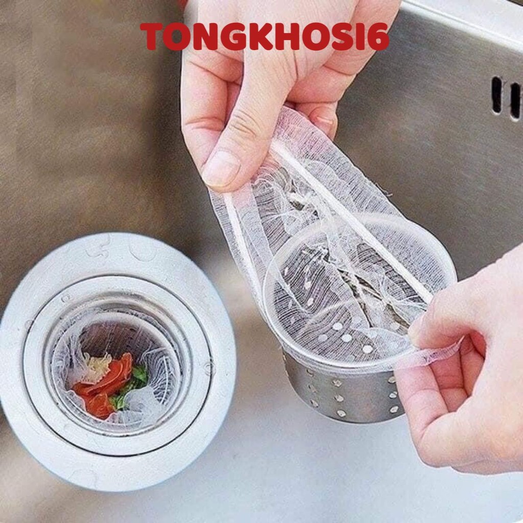 Combo 100 Túi Lọc Rác Bồn Rửa Chén Bát, Túi Lưới Lọc Rác Chậu Rửa Bát, Bọc Đựng Rác