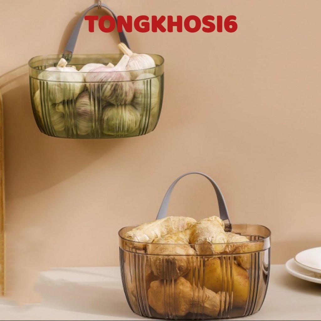Giỏ Đựng Hành Gừng Tỏi Hộp Đựng Rau Củ Treo Tường Dụng Cụ Sắp Xếp Nhà Bếp Phụ Kiện Phòng Tắm Gia Đình Không Ổ Cắm