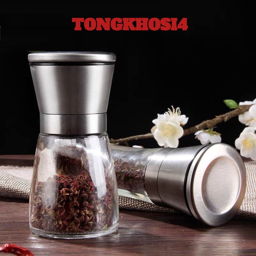 Lọ Xay Tiêu, Cối Xay Tiêu, Xay Hạt Cầm Tay Siêu Nhanh Bằng Inox, Thủy Tinh,Lọ Say Tiêu Inox - 32429