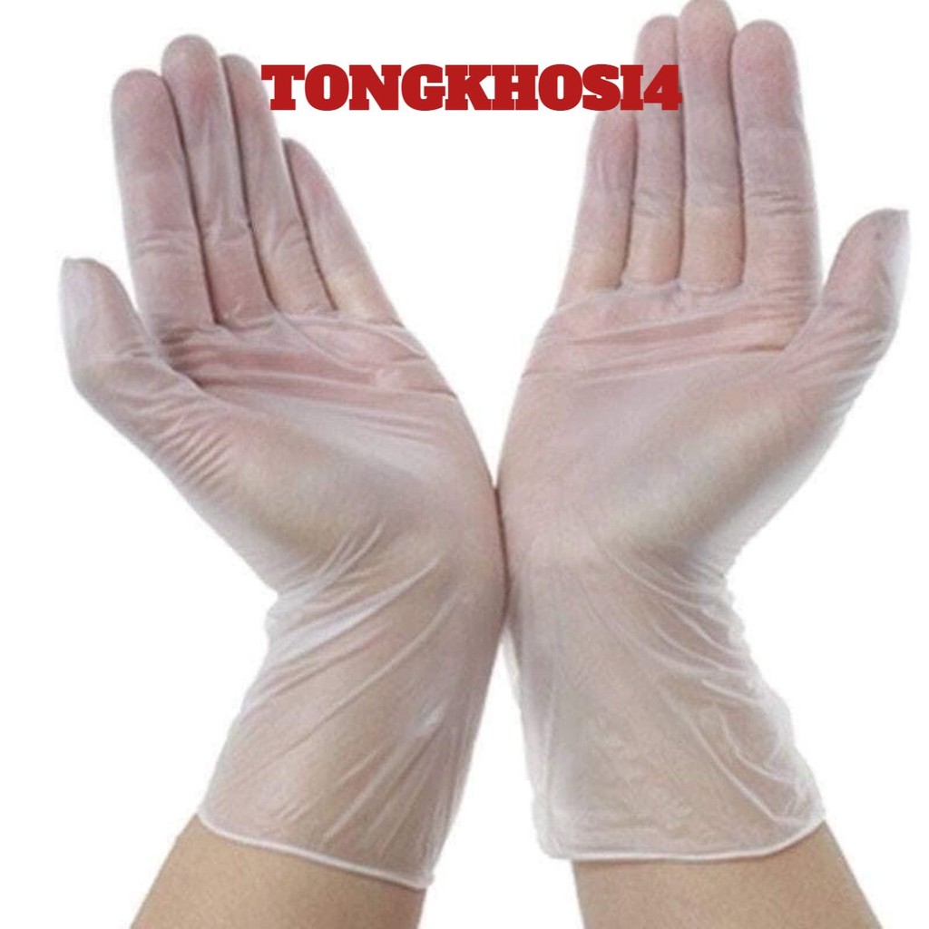 [Siêu Rẻ]  Hộp 100 Cái Găng Tay Cao Su Dùng 1 Lần Làm Bếp Nấu Ăn Vệ Sinh Siêu Dai Siêu Bền