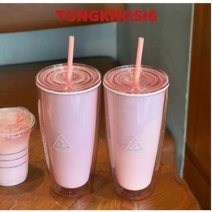 Cốc 3CE Nhựa 2 Lớp, Ly Giữ Nhiệt 720ml Siêu Xinh Tặng Kèm Ống Hút(hàng cao cấp)