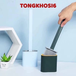 Cọ vệ sinh bồn cầu LVS, nhà tắm chất liệu silicon, có hộp đựng dán tường tiện lợi