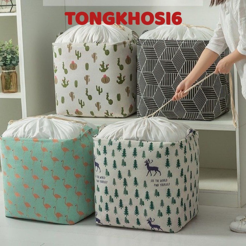 Giỏ đựng quần áo bằng vải chống nước (100L,140L ,180L),túi đựng chăn màn đa năng, có thể gấp gọn, giỏ cất trữ trang trí