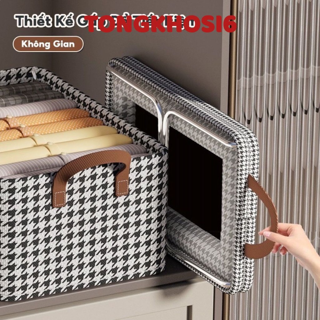 Hộp vải đựng quần áo chia ngăn có nắp trong suốt tiện lợi, Túi đựng quần áo chia ngăn gọn gàng