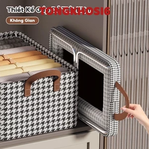 Hộp vải đựng quần áo chia ngăn có nắp trong suốt tiện lợi, Túi đựng quần áo chia ngăn gọn gàng