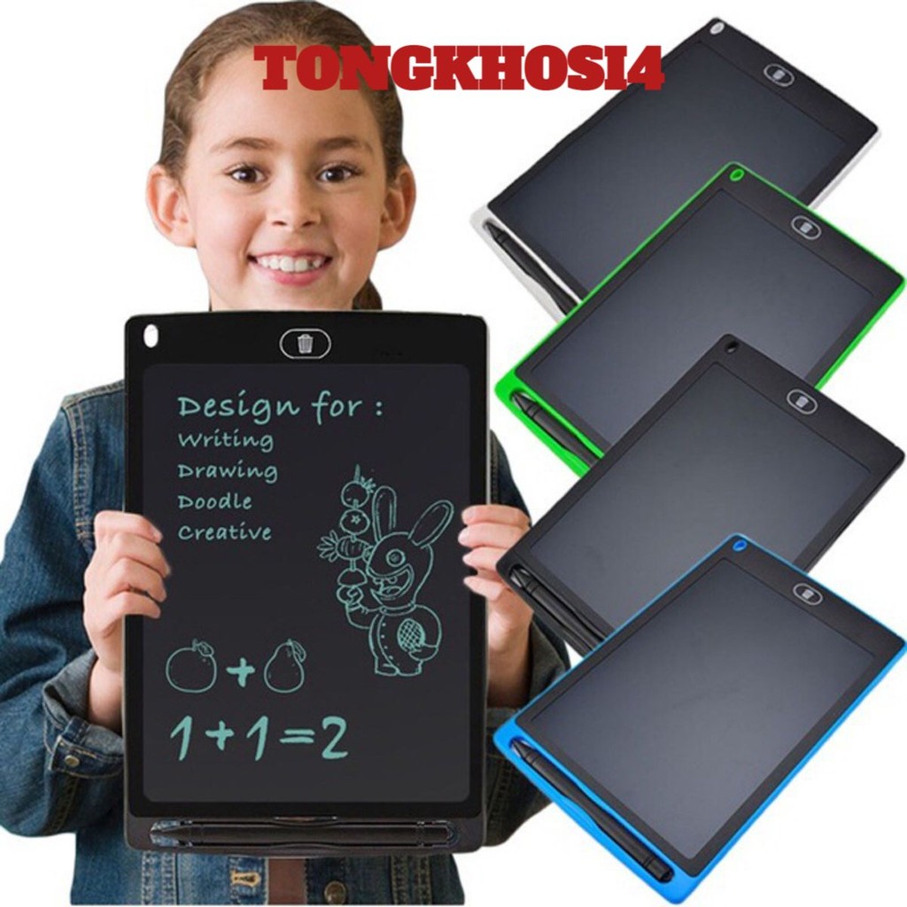 Bảng Viết Tự Xoá Cho Bé 8,5 Inch, Bảng Viết Tự Xoá - Vẽ LCD - Điện Tử Thông Minh Cho Bé Đơn Sắc AK96
