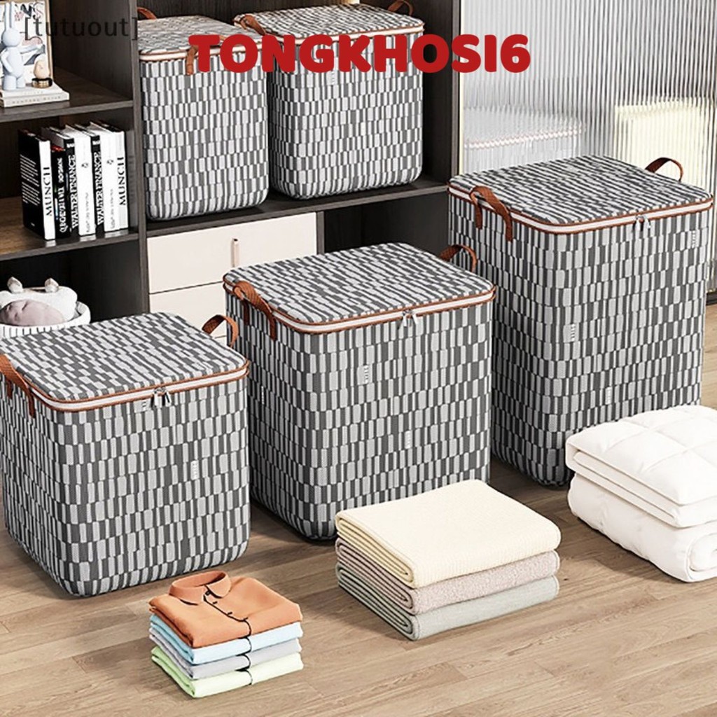 Túi đựng chăn màn caro 100 lít, túi đựng quần áo chăn mền có khoá