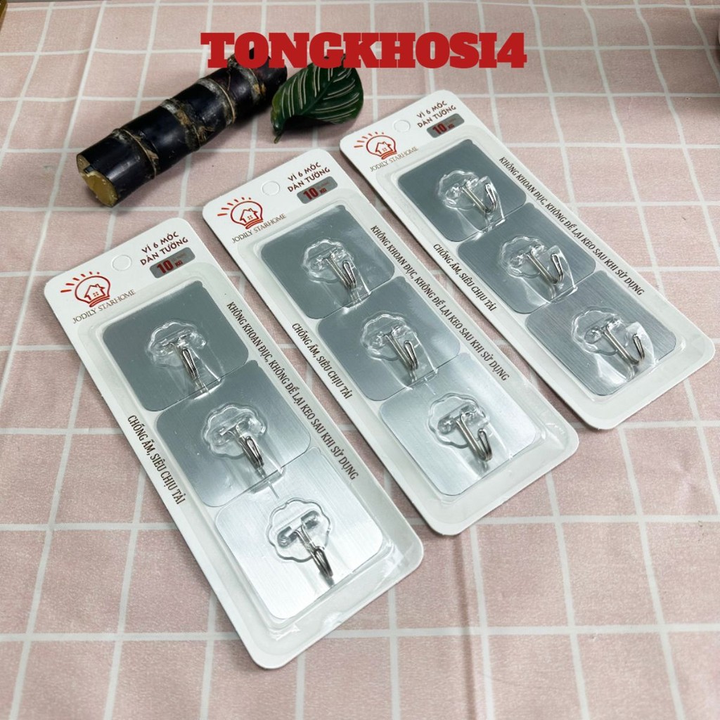 [COMBO 5 ]VỈ 3,VỈ 6 MÓC DÁN TƯỜNG DÁN CHẢI SIÊU DÍNH TREO ĐỒ LOẠI 1 TREO MỌI BỀ MẶT - Móc Dán Tường Siêu Dính Chịu Lực