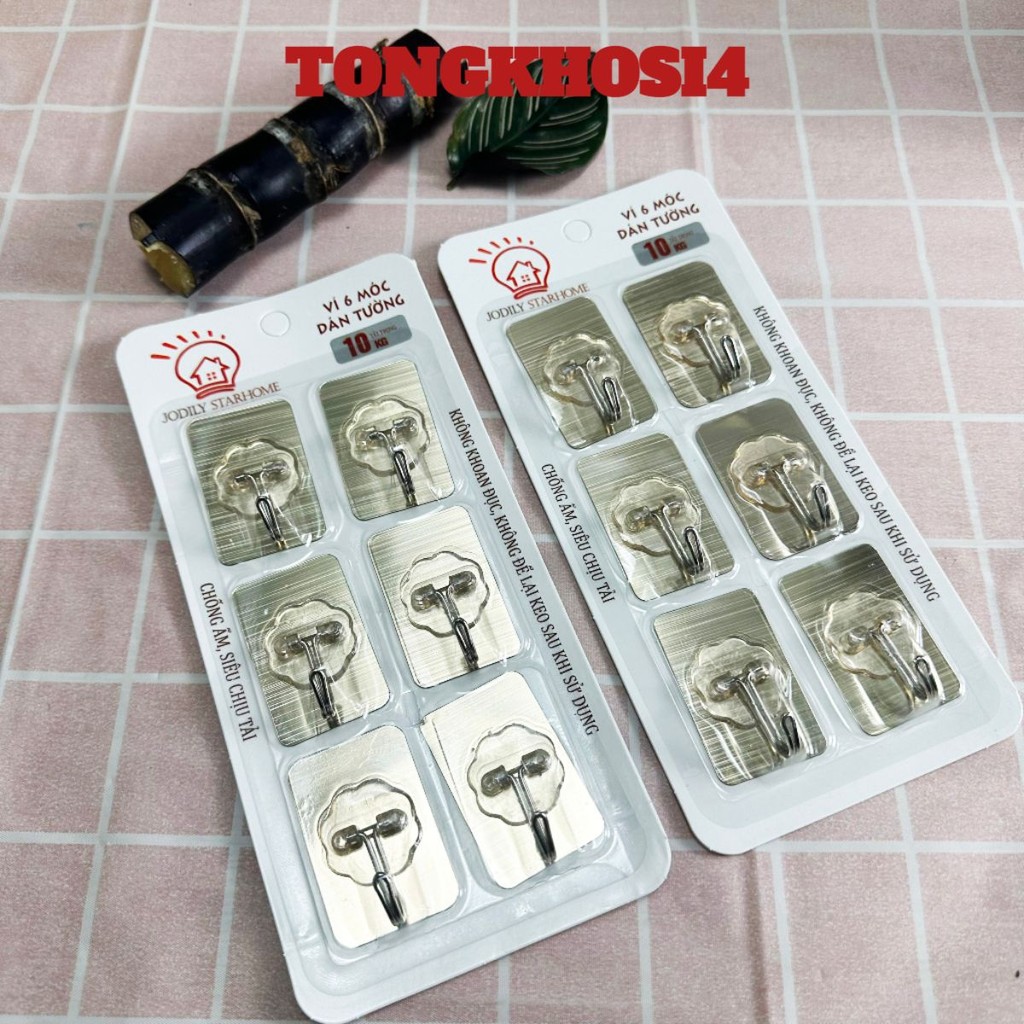 [COMBO 10] VỈ 6 MÓC MÓC DÁN TƯỜNG INOX 304 DÁN CHẢI TREO DAO, THỚT, ĐỒ DÙNG ĐA NĂNG- Móc Dán Tường Siêu Dính AK