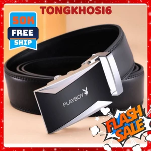 Thắt Lưng Da Nam Hàng Hiệu PLAYBOY Cao Cấp Khóa Tự Động Dây Nịt Nam Da Bò Thật 100% Mạ Bạc Nam Tính Nhập Khẩu Chính Hãng