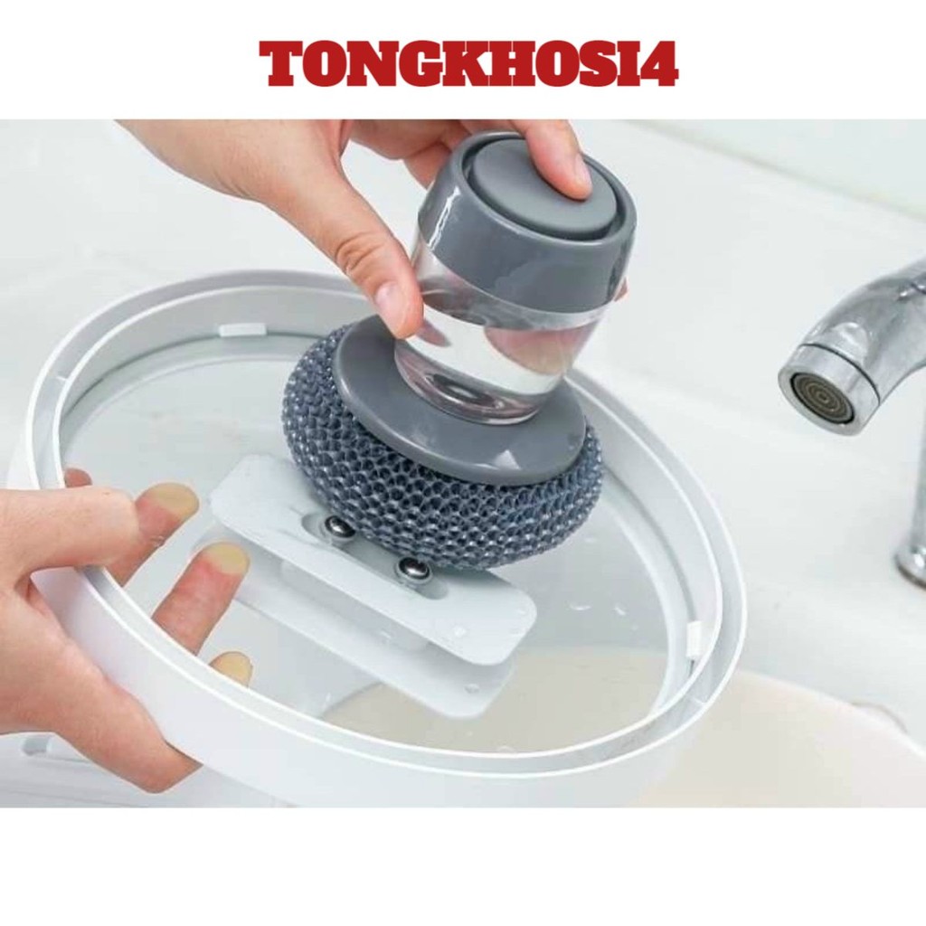 [COMBO 2]Cọ Xoong Nồi Có Tay Cầm Kèm Bình Chứa Dầu Rửa Siêu Tiện Lợi, Búi Cọ Bát Đĩa Đa Năng - Mã: AK589