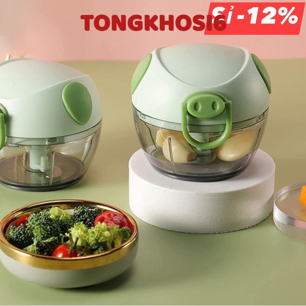 Máy Xay Mini Đa Năng 3 Lưỡi Dao Kéo Tay, Máy Xay Tỏi Ớt Hành, Xay Rau Củ Quả, Xay Đồ Ăn Dặm 3968