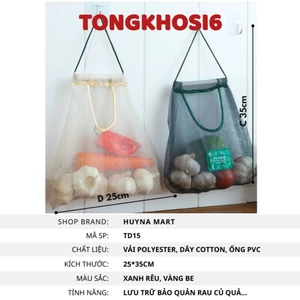 Túi Vải Lưới Xanh Treo Tường,Túi Đựng Hành Tỏi Chống Ẩm Mốc Đa Năng Tái Sử Dụng Tiện Lợi Cho Nhà Bếp