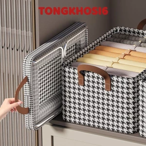 Hộp Vải Khung Sắt Đựng Sắp Xếp Chăn Màn 386, Hộp Đựng Quần Áo Gọn Gàng Có Thể Xếp Chồng 48x28x20Cm