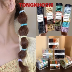 Hộp 100 Dây Thun Buộc Tóc Nữ Chất Liệu Cao Su Co Giãn Cao Cấp Nhiều Màu Phong Cách Hàn Quốc - 33597