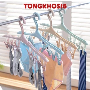 Móc Phơi Tất - Phơi Đồ Lót, Móc Treo 8 Kẹp Chống Bay, Dàn Móc Phơi Đồ Mẫu Mới - Móc Treo 8 Kẹp Phơi Quần Áo, Tất, Đồ Lót