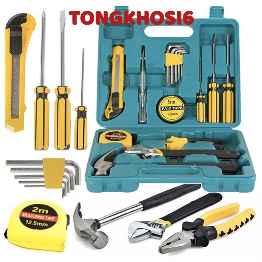 Bộ Dụng Cụ Đồ Nghề Sửa Chữa Đa Năng-  Hộp Dụng Cụ Cầm Tay 16 Chi Tiết Đầy Đủ Món Để Sửa Chữa 3689
