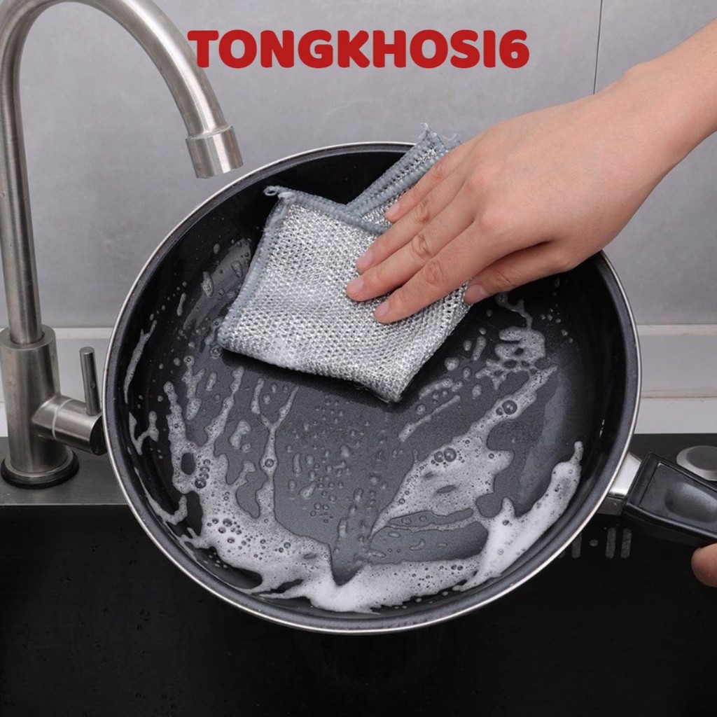 [COMBO 10] Giẻ Lau Bếp Dây Kim Loại Lau Bồn Rửa Chén Cọ Rửa Xoong Nồi Chén Bát,  Tấm Cọ Rửa Đa Năng Không Mòn,  Khăn Lướ