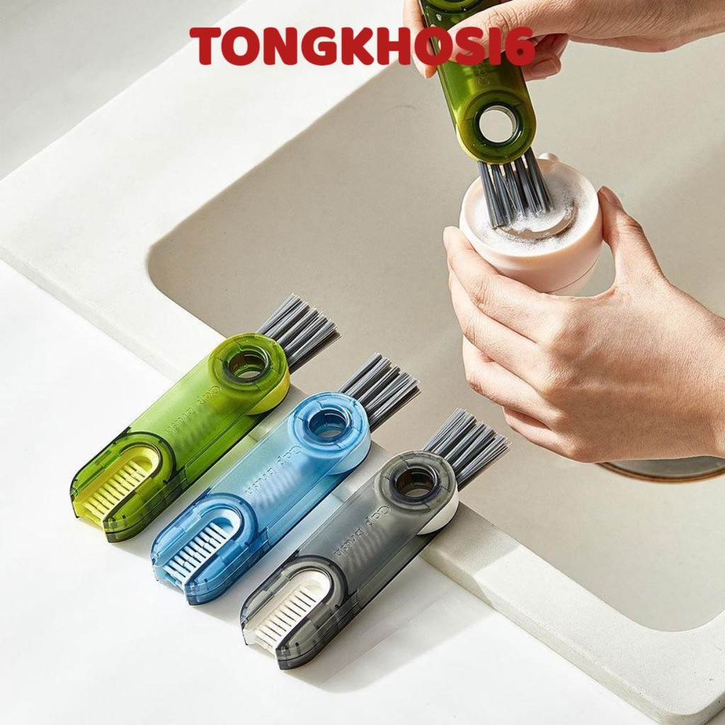 Bàn chải vệ sinh ly cốc hình chữ U 3 trong 1 tiện lợi, Cọ Vệ Sinh Bình Nước 3 Trong 1 Đa Năng Bằng Silicone MÃ: 96548