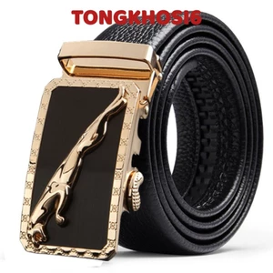 Dây Nịt Nam Da Bò 100% Chính Hãng Mạ Vàng Nam Tính. Thắt Lưng Da Nam Hàng Hiệu JAGUAR Khóa Cài Cao Cấp GC35