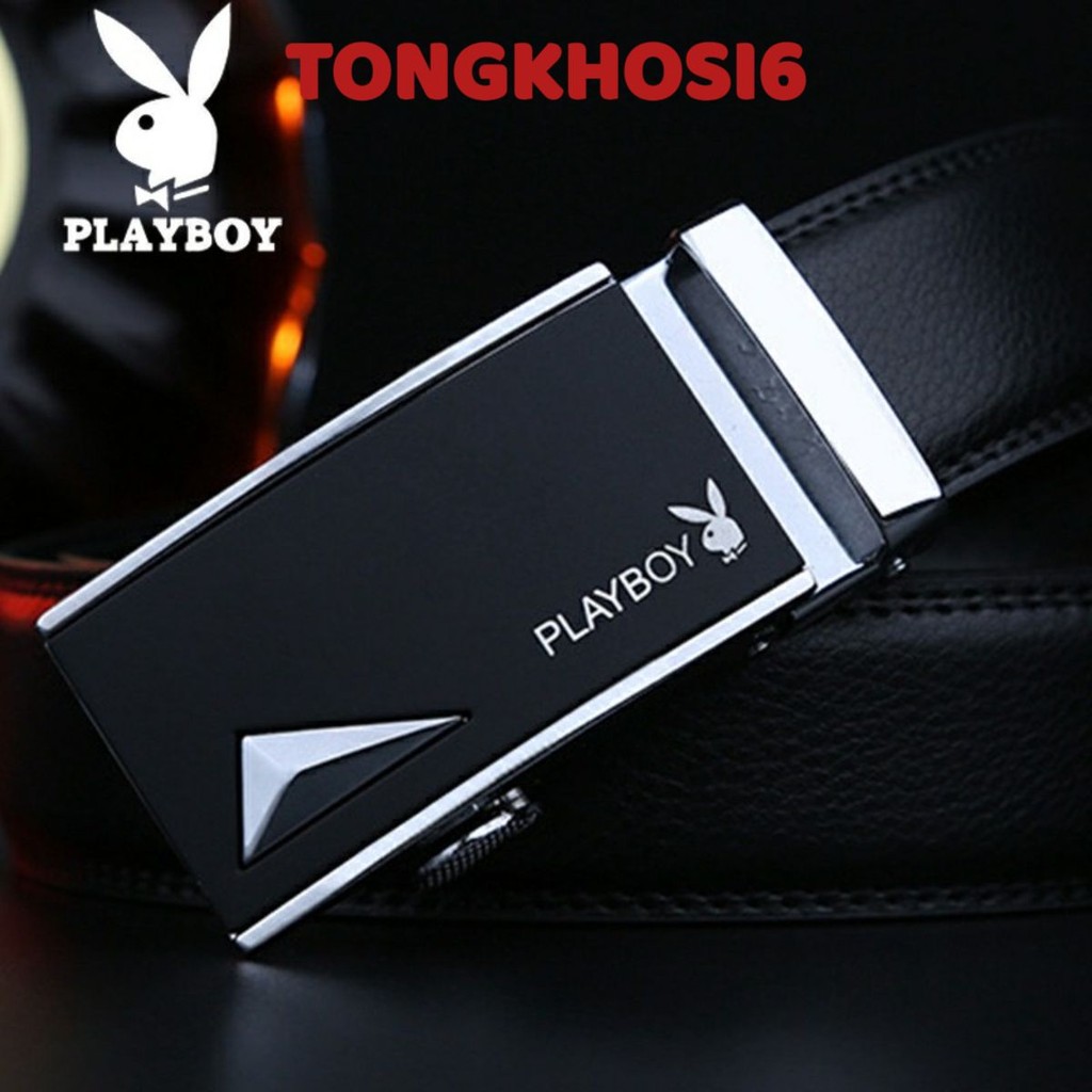 Thắt Lưng Da Nam Khóa Tự Động Cao Cấp. Dây Nịt Nam Da Bò 100% Chính Hãng PLAYBOY Mạ Vàng Bạc Nam Tính