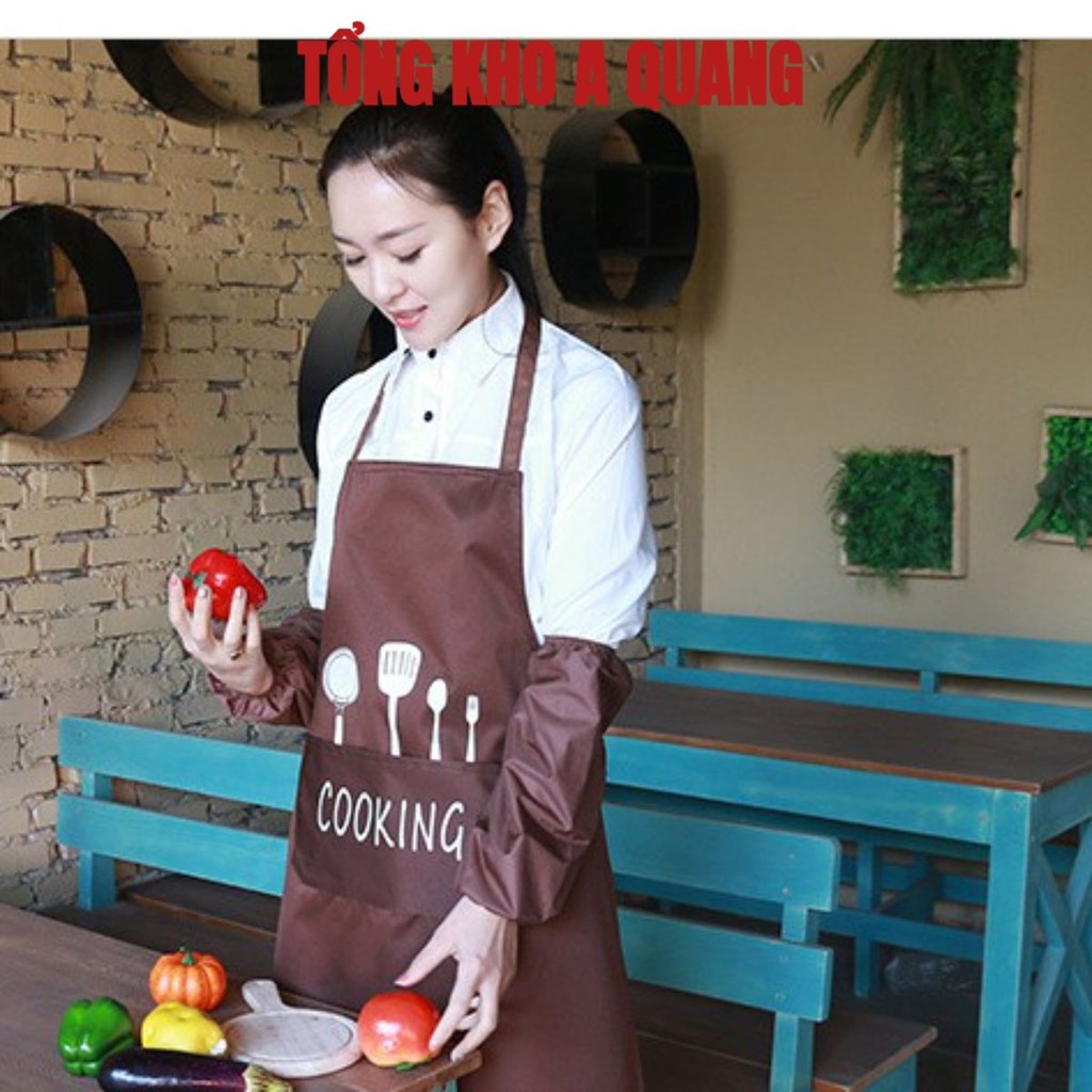 Tạp Dề Chống Thấm Nước Vải Polyester Dày Dặn, Tạp Dề Nấu Ăn Có Túi Chống Dầu Dùng Cho Nhà Bếp, Pha Chế