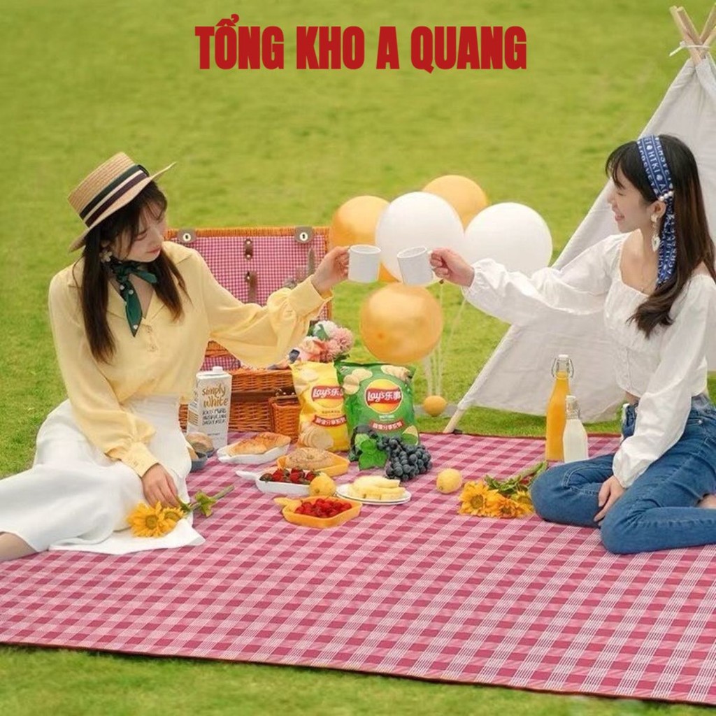 [HOT SALE 1,5X2M] Thảm Picnic Gấp Gọn, Thảm Dã Ngoại, Du Lịch Cao Cấp- Chống Thấm Nước, Họa Tiết Caro, Gấp Gọn Tiện Lợi