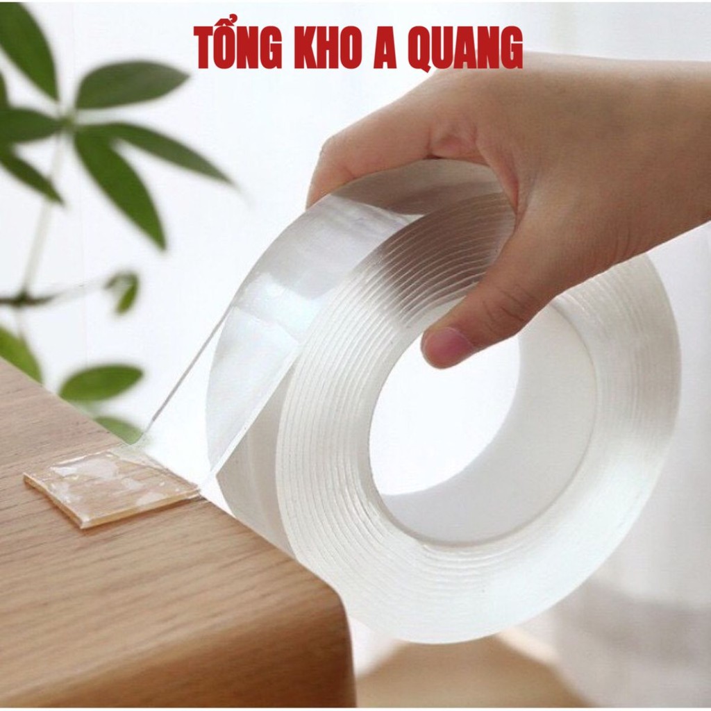 ❌Rộng 3cm❌ Băng Dính 2 Mặt Dài 1M, 3M, 5M Chất Nano, Băng Keo Trong Suốt Siêu Dính Mọi Bề Mặt AK568