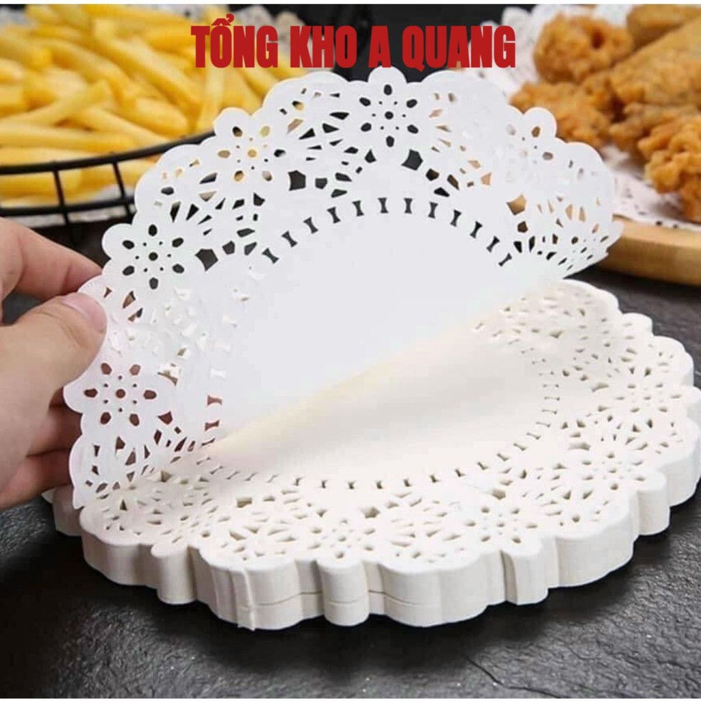 Set 140 Tờ Giấy Nến Lót Thấm Hút Dầu Mỡ Nồi Chiên Không Dầu, Lót Đĩa Dập Hoa Văn