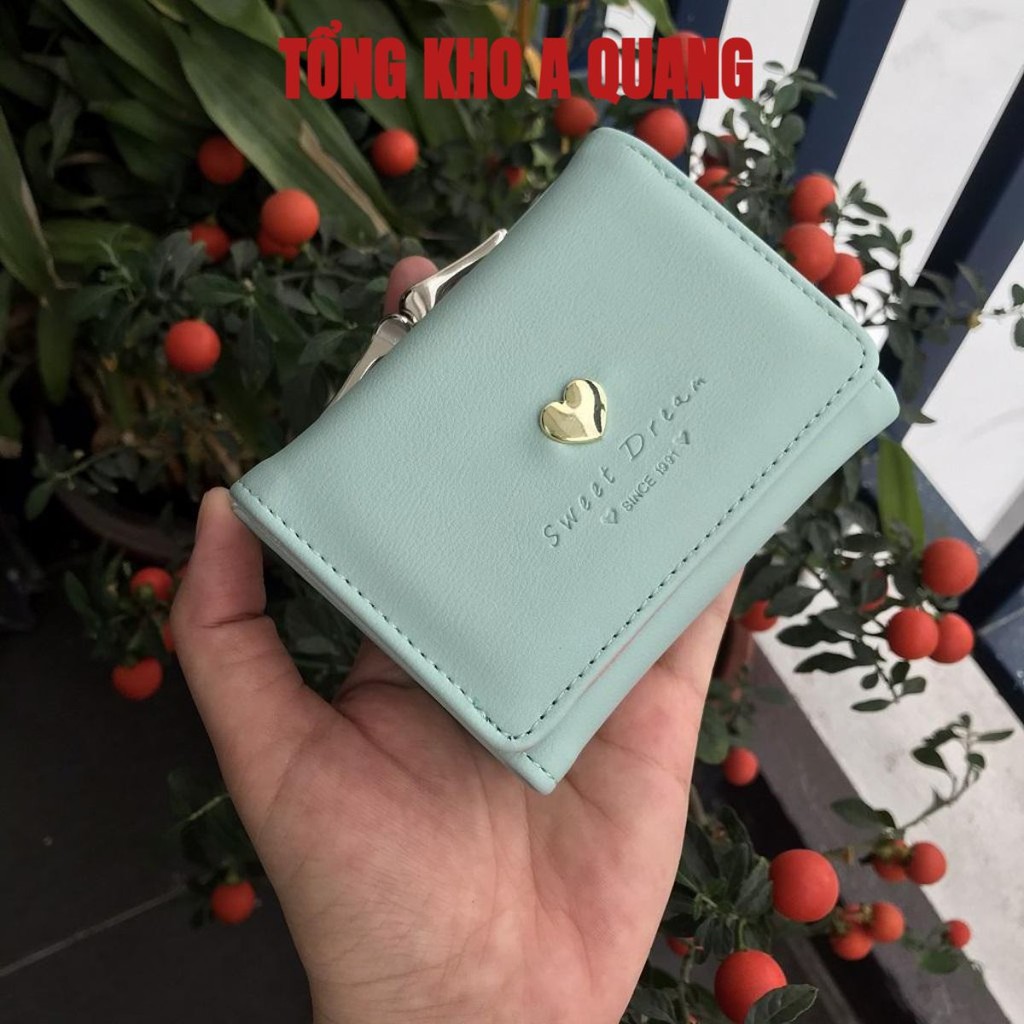 [Hàng Hiệu] Bóp Nữ Nhiều Ngăn Đựng Da Mền- Ví Mini Trái Tim Cầm Tay Gọn Siêu Hot Thời Trang Thanh Lịch Cho Phái Đẹp
