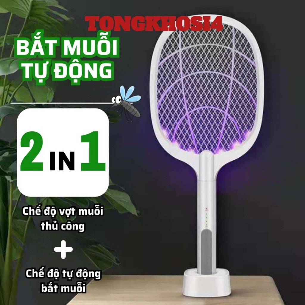 Vợt Muỗi Thông Minh Tự Động 2 Trong 1 Pin Sạc Điện Cao Cấp, Mẫu Mới Nhập Khẩu