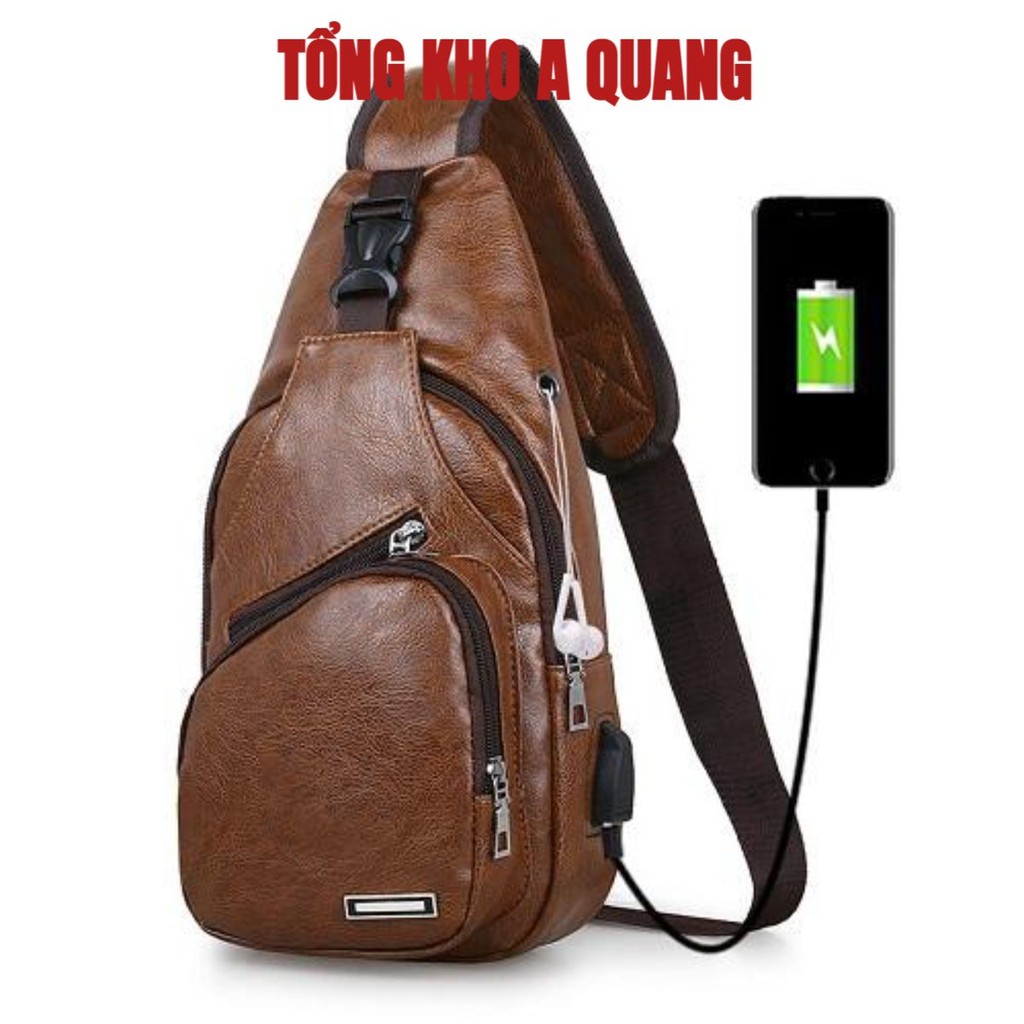 [Giảm Giá kịch Sàn] Túi đeo chéo trước ngực nam da pu - Balo Da xịn Chất Màu Sắc Nổi (TC202+DH+V)