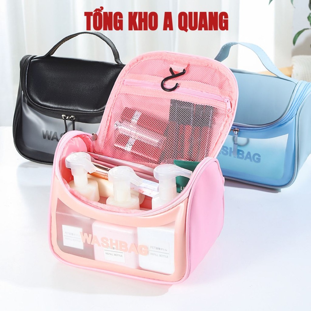 Túi Mỹ Phẩm Đa Năng Có Ngăn Lưới Tiện Dụng WASH BAG, Túi Du Lịch Đựng Đồ Nhiều Màu Chống Thấm Nước