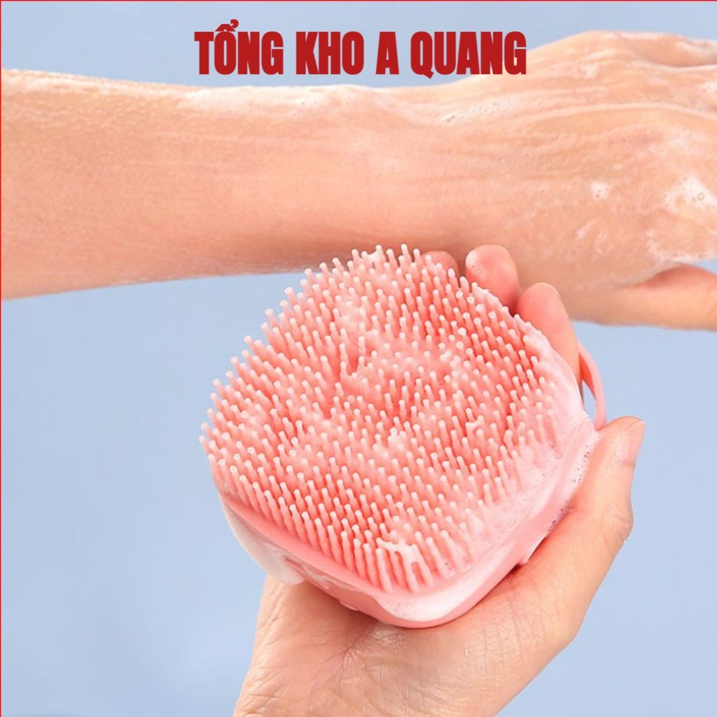 Bông Tắm Silicon Tạo Bọt Massage Có Ngăn Đựng Xà Bông Hình Vuông- BÔNG TẮM CÓ QUAI CHỐNG TRƯỢT AK389