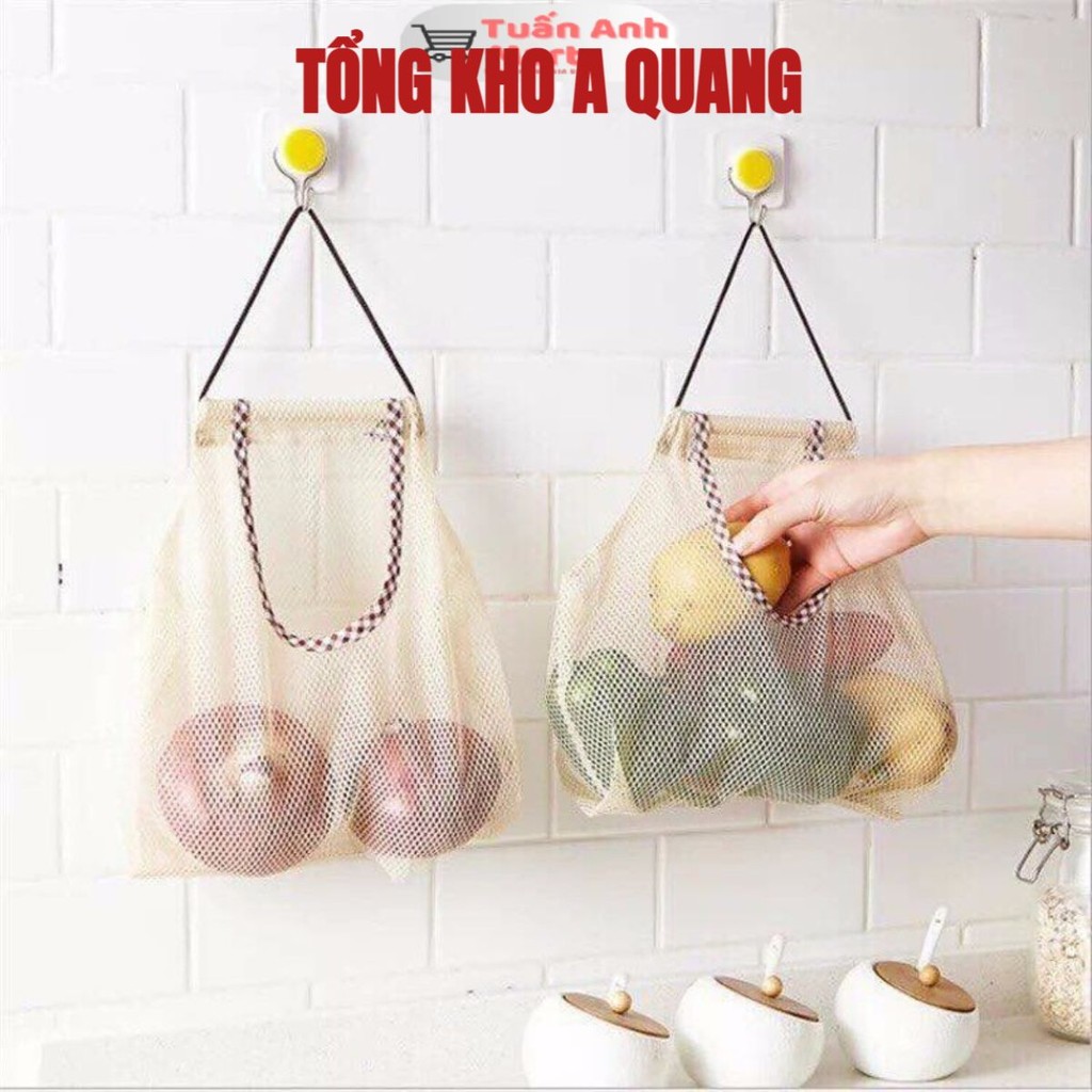 (COMBO 5) Túi Lưới Treo Tường Đựng Bảo Quản Tỏi, Hành, Gừng, Ớt - Giỏ Treo Đựng Rau, Củ, Quả Trong Nhà Bếp