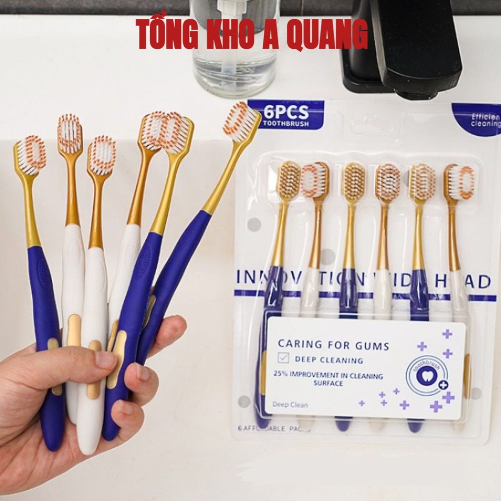 Combo 6 Bàn Chải Đánh Răng Nội Địa Trung CHOCOIKES Lông Mềm, Bàn Chải Đánh Răng Siêu Êm, Làm Sạch Sâu Đánh Sạch Mảng Bám