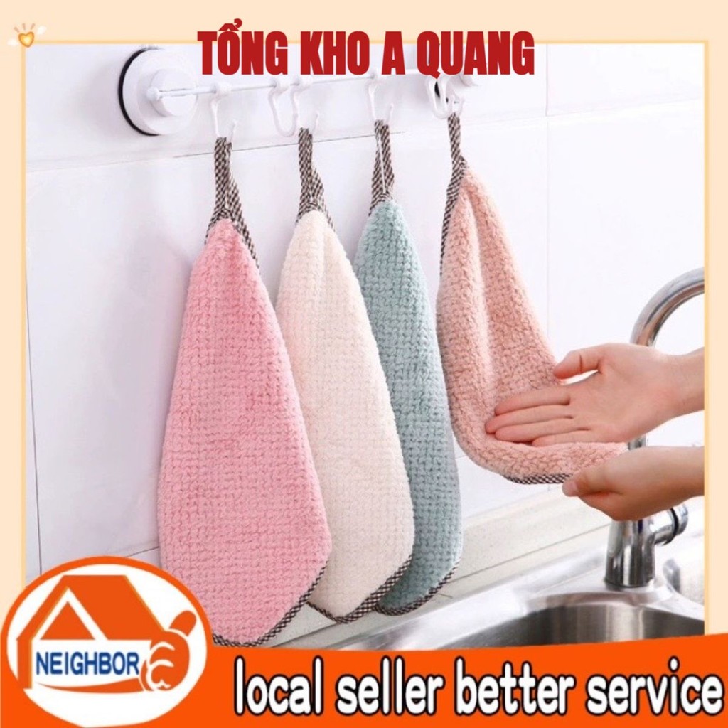 [COMBO 5] Khăn Treo Lau Tay, Khăn Lau Nhà Bếp Cách Nhiệt, Khăn Rửa Chén , Khăn Lau Tay San Hô Vệ Sinh Lau Bếp 2 Mặt