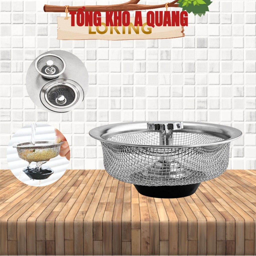 [COMBO 10] Giỏ Lọc Rác Inox Cao Cấp Đậy Bồn RửaThoát Nước Nhanh,Giỏ Lọc Rác Bồn Rửa Chén Bát, Lưới Inox Có Núm Chặn
