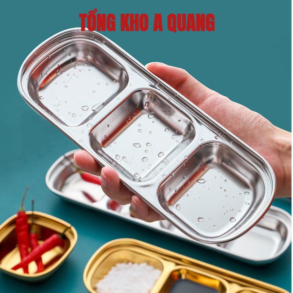 Khay Vàng Nhiều Ngăn , Đĩa Nước Chấm Đựng Gia Vị 3, 4 Ngăn Chén Inox Mạ Nhỏ Để Dụng Cụ Y Tế AK006