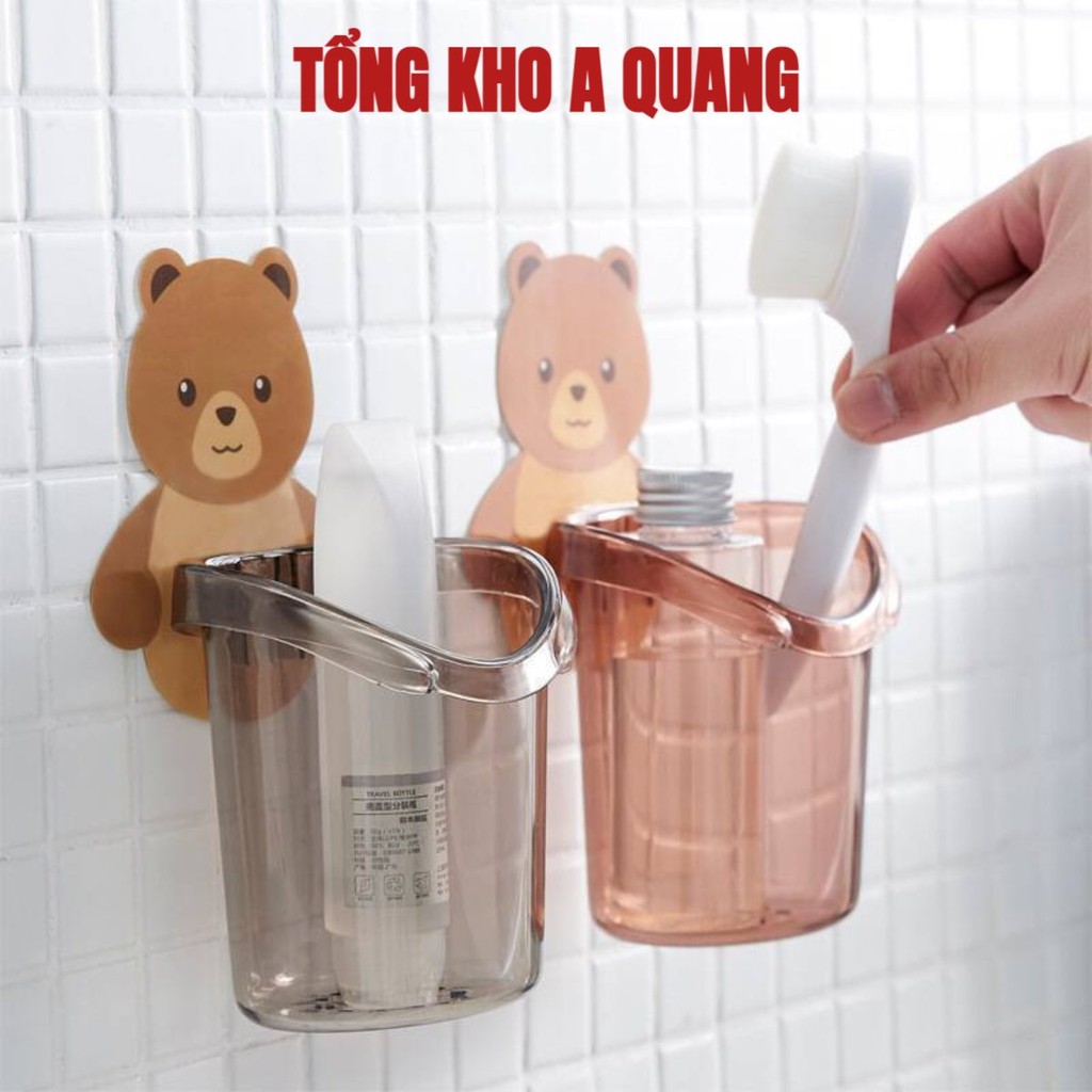[COMBO 10] Cốc Gấu Dán Tường, Cốc Gấu Đa Năng Để Bàn Chải, Kem Đánh Răng Hình Gấu Có Lỗ Thoát Nước Tiện Lợi