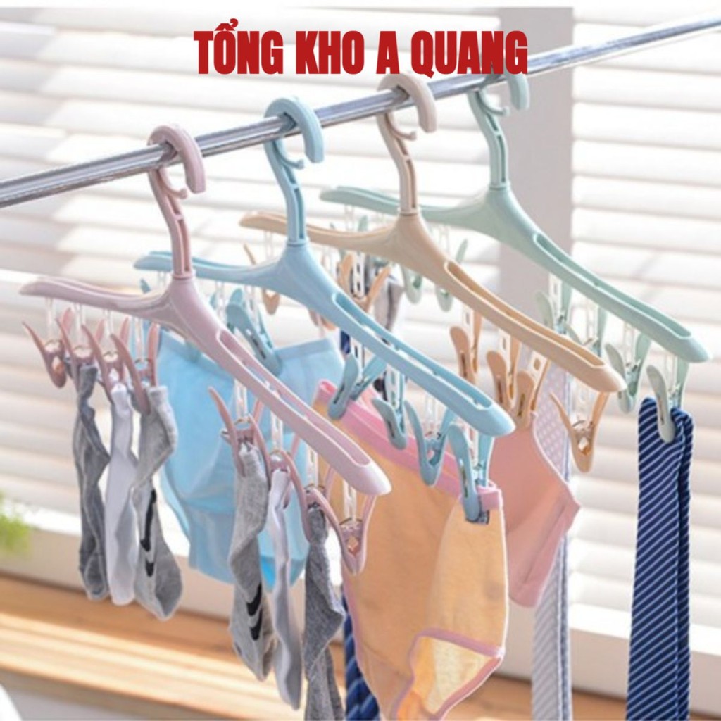 (COMBO 5) Móc Phơi Tất - Phơi Đồ Lót, Móc Treo 8 Kẹp Chống Bay, Dàn Móc Phơi Đồ Mẫu Mới -Phơi Quần Áo, Tất, Đồ Lót