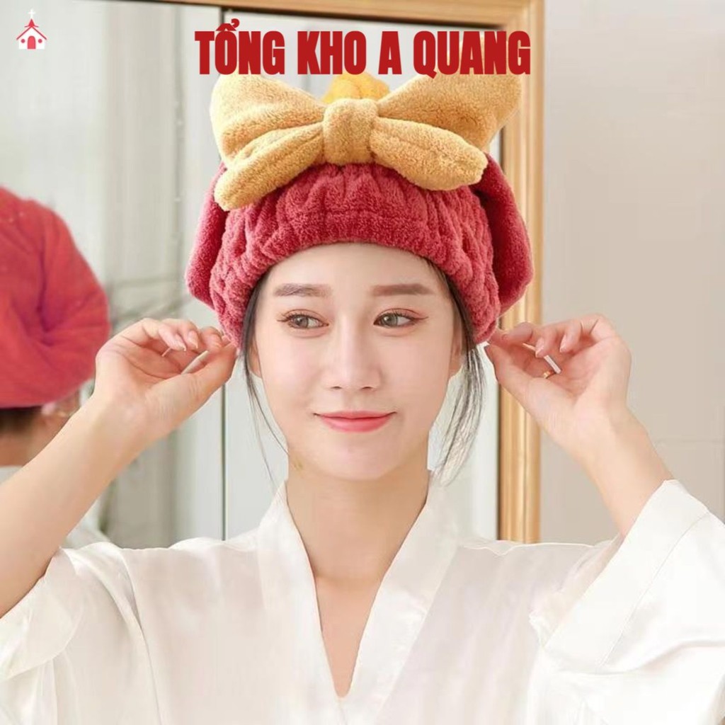 Khăn Ủ Tóc- Khăn Quấn Tóc Gội Đầu Cao Cấp, Vải Cotton Mềm Mại Mũ Chuyên Dụng Cho Salon, Mũ Ủ Khô Tóc Thấm Hút Tốt
