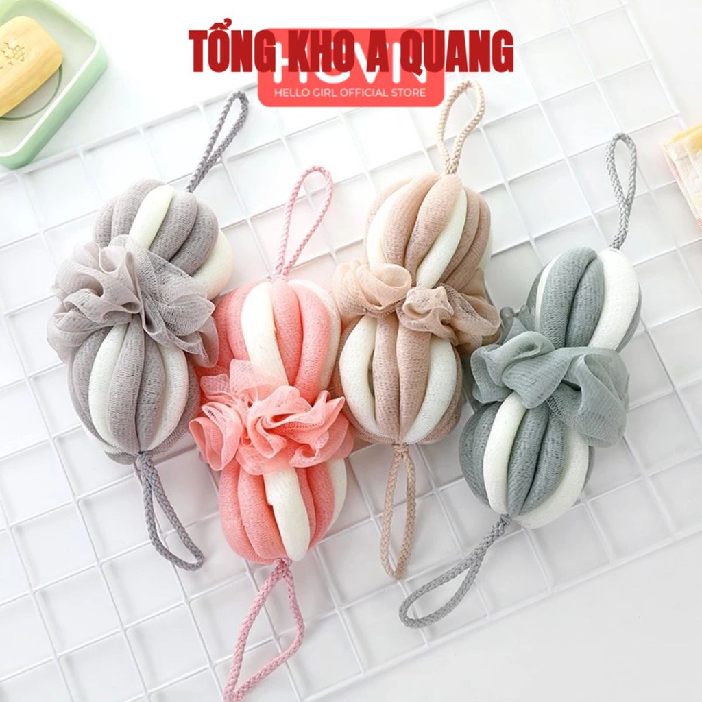 Bông Tắm Cao Cấp, Bông Tắm Lưới Tròn Xốp Tạo Bọt, Bông Tắm Tròn Cao Cấp 2 Màu - Siêu Tạo Bọt Kì Cọ Tẩy Da Chết AK568