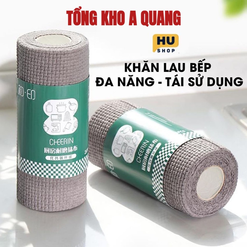 Cuộn Khăn Lau Bếp Đa Năng Tái Sử Dụng Lại Được, Loại Vải Dày Dai Cao Cấp Thấm Hút, Khăn Lau Sạch Cả Vết Dầu Mỡ Cứng Đầu