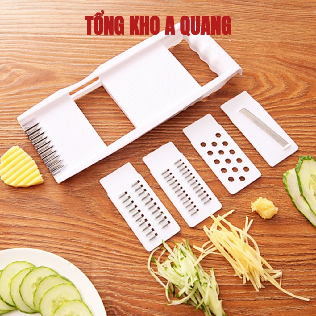 Dụng Cụ Bào Gọt, Thái Sợi Rau Củ Quả Đa Năng 5in1, Bộ Dụng Cụ Nạo, Thái Lát, Bào Sợi Rau Quả 5 Lưỡi Dao Tiện Dụng AK1566