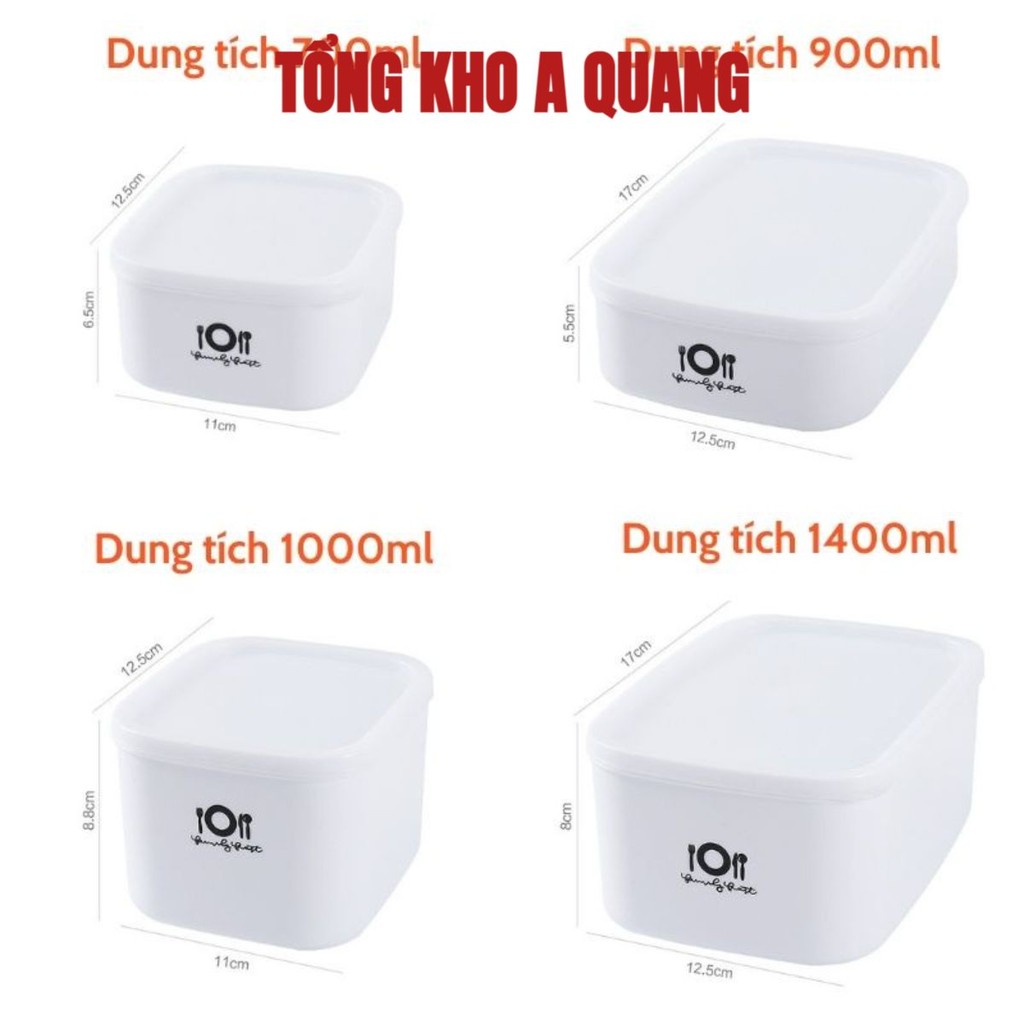 Hộp Nhựa Đựng Thực Phẩm Tủ Lạnh, Hộp Trữ Đông Bảo Quản Đồ Ăn Chất Liệu Nhựa An Toàn Quay Lò Vi Sóng