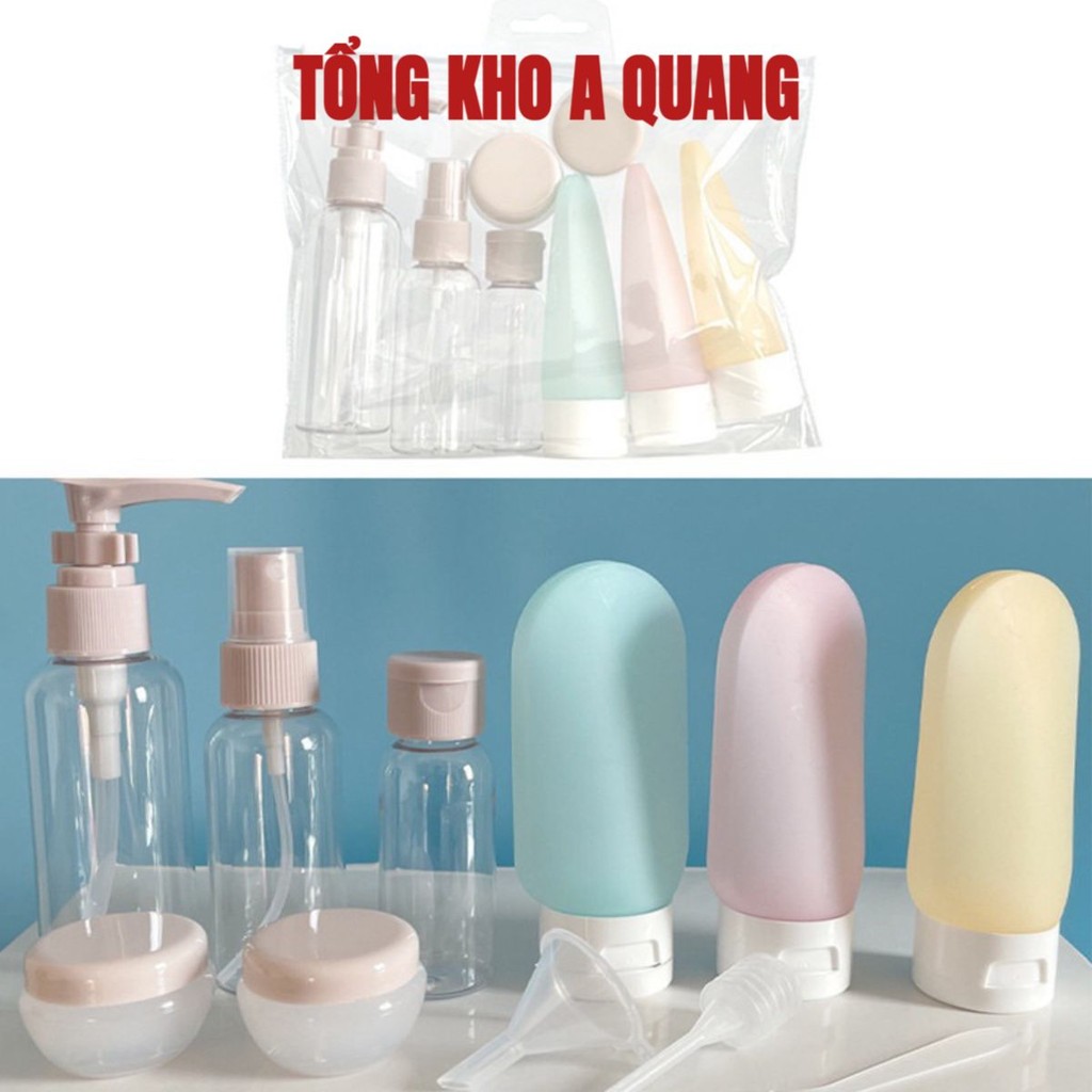 Bộ Chiết Mỹ Phẩm 11 Chi Tiết Chai Lọ Tuýp Du Lịch Nhiều Món Travel Kit, Chai Lọ Chiết Mỹ Phẩm, Dầu Gội, Sữa Tắm Du Lịch