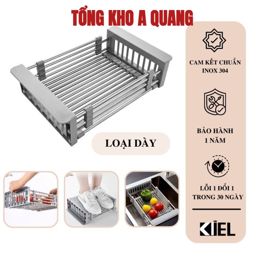 Kệ Giá Rổ Gác Bồn Rửa Chén Bát Đĩa Inox 304 Loại Dày , Rổ Gác Chậu Rửa Bát Bát Đa Năng Cực Tiện Lợi