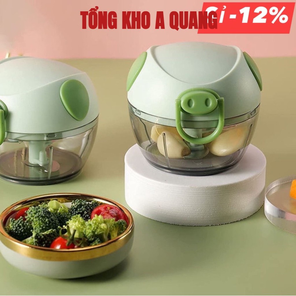 Máy Xay Mini Đa Năng 3 Lưỡi Dao Kéo Tay, Máy Xay Tỏi Ớt Hành, Xay Rau Củ Quả, Xay Đồ Ăn Dặm AK968