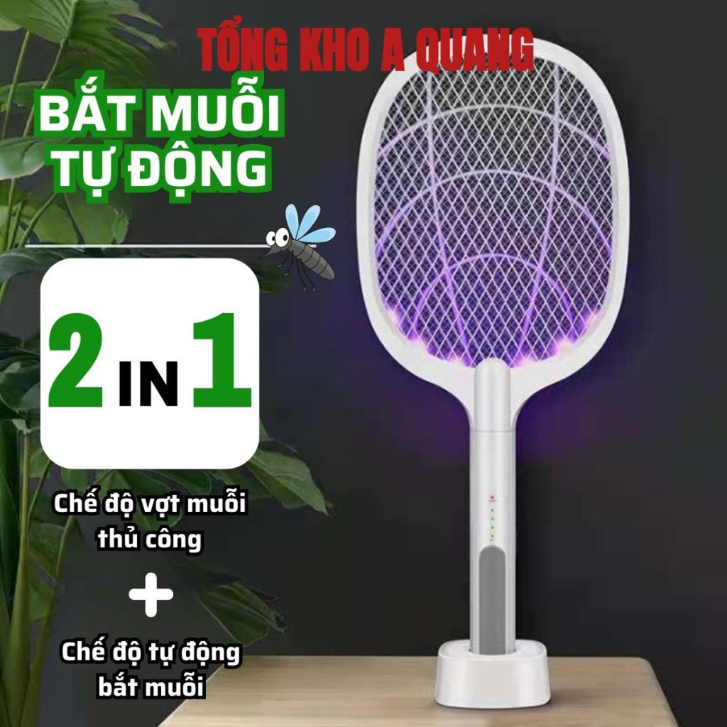 Vợt Muỗi Thông Minh , Đèn Bắt Muỗi Tự Động 2IN1 Đế Pin Sạc Điện Cao Cấp,Vợt Bắt Muỗi,Vợt Gấp Gọn Mẫu Mới Nhập Khẩu